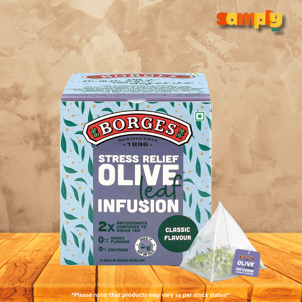 Borges Stress Relief Olive Leaf Infusion Tea- Classic | 4 Pack in 1 Box